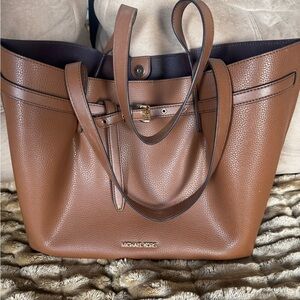 Michael Kors Brown Pebble Leather Tote Bag